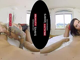 two fetish milfs in latex heels double team guy hard