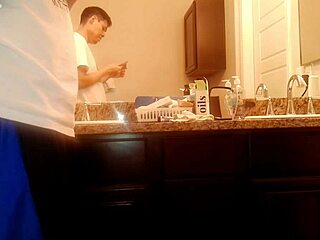 hey we're just tidying the bathroom real quick today