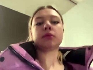 Horny Teen Masturbates Big Tits in Fitting Room