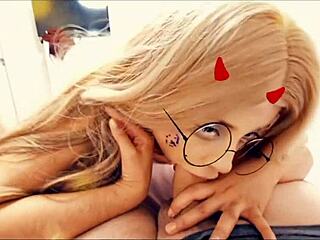 hey check this lil diablita student sucking that huge cock like a pro