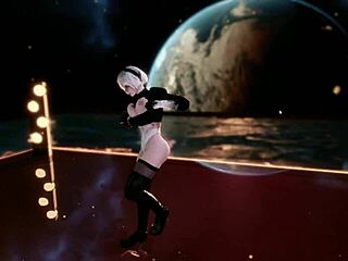 big ass tits bounce in 2b's sexy cover dance