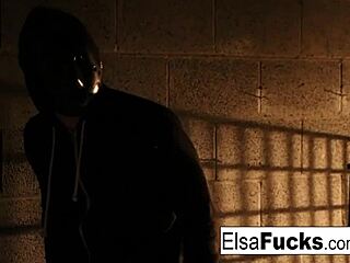 elsa jean fucks masked guy hard in alley