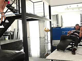 stepdad sneaks peeks at brunette teen's deep facefuck cravings