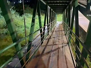 married woman fucks bareback in public street light live