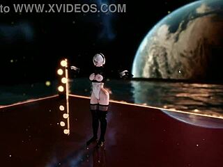 big ass tits bounce in 2b's sexy cover dance