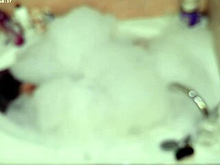 solo boy bubbles up naked in bath playing with feet fetish