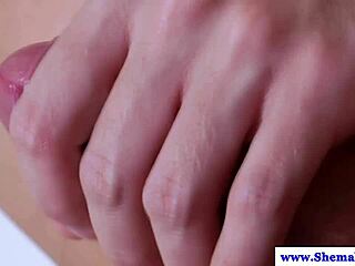 Busty Amateur Tranny Shemale Jerks Off