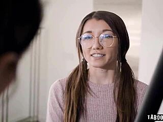 Aiden Ashley and Maya Woulfe kiss hungrily in kitchen before fingering wet pussies