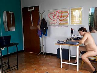 i can't resist my nudist secretary's nude office tits and pussy at work