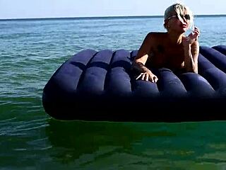 Nude Beach Blonde Big Tits Bitch Poses Publicly With Dolphins Tattoo