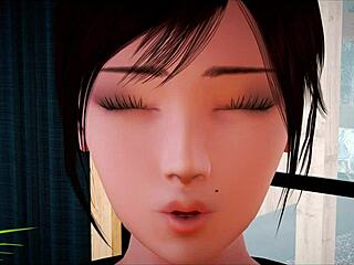 Brunette Milf Plays Erotic Game with Big Tits Exposed