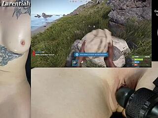 goth mistress larentiah shaves pussy during naked rust gaming stream