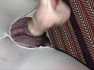 Does Shaved Student Pussy Through Stockings Make You Throb Hard?