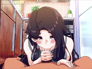 Milf bends over kitchen counter for creampie doggystyle