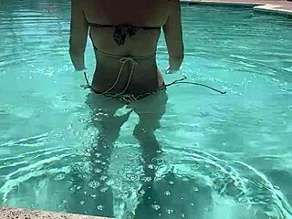 bikini milf's pool hangout sparks hot outdoor mommy fantasies