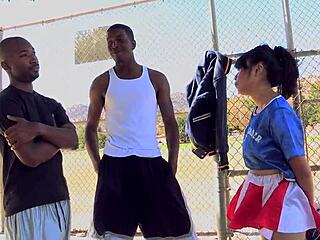 may lee begs for two massive black cocks pounding her tight holes