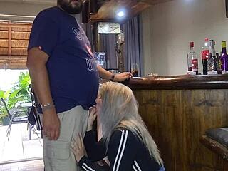 Cute Blonde Lifts Skirt Cheating Quickie Doggystyle Creampie