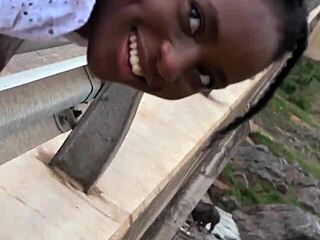 amateur ebony girlfriend sloppy deepthroats big white cock outdoors