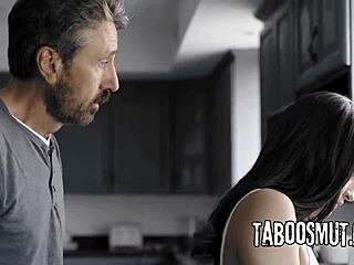 bratty 18yo bends over for stepdad's spanking deep fuck ride.