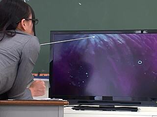 Skinny Nympho Teacher Fucked Double Creampie in Classroom by Students!