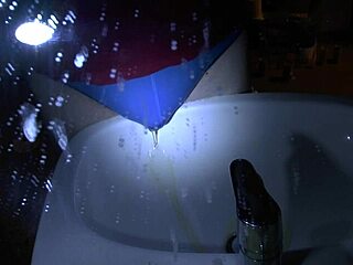 Blue Underpants Pee Soaking Over the Sink