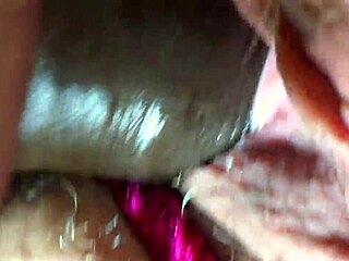 black cock jerks HUGE cum closeup on fat granny's juicy pussy creampie