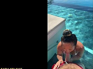 gf gives public deepthroat bj at costa rica infinity pool