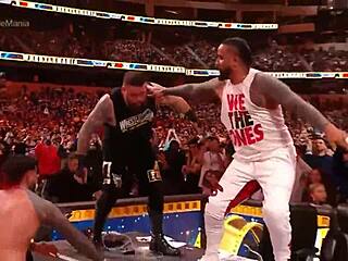 kevin owens and sami zayn battle the usos for wwe undisputed tag team titles at wrestlemania 39