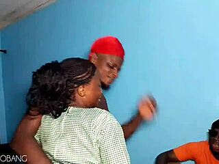 threesome with friend's ebony girlfriend licking dirty ass