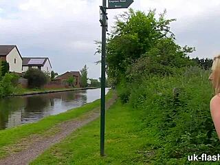 chubby british milf flashes fat ass and belly publicly as kinky exhibitionist