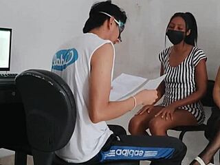 sexy emo secretaries seduce boss in office game