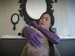 doctor slips on latex gloves groping patient in asmr hospital massage