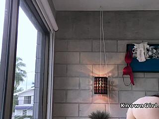 redhead girlfriend strips fishnets for hardcore pov pounding