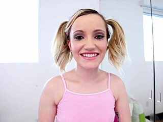 19yo petite blonde no hands pov blowjob huge cum swallow