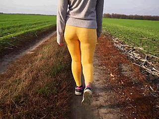 voyeur spies hot milfs in tight yoga leggings outdoors teasing asses