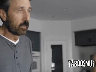 bratty 18yo bends over for stepdad's spanking deep fuck ride.