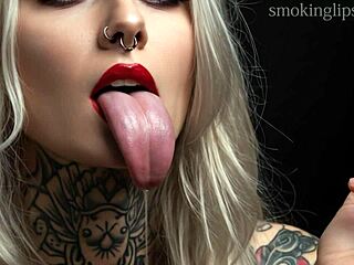 devilish lipstick monster smokes fetish fire