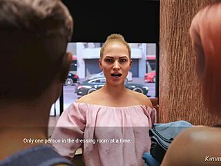 shy redhead slut jerks disabled man's small cock in store dressing room