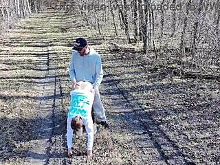 drone spies on curvy wife getting fucked outdoors by huge cock