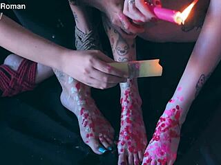 Kinky femdom brunettes bind redhead for foot licking toe sucking games?