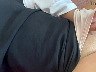 check out fatma stroking her horny milf pussy in panties close-up