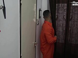 Tattooed Blonde Sunny Herrera Sucks Big Cock in Glasses Uniform