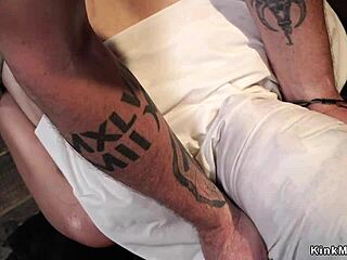 how does this brunette feel bound in one-leg inverted suspension choking?