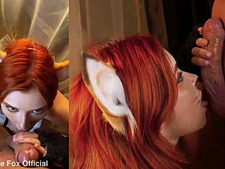 cute fox deepthroats my monster cock till i cum all over her face