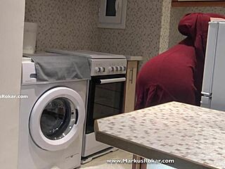 stupid sexy latina maid with huge ass stuck in washing machine