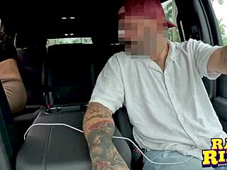 tiny handed latina brunette strokes blows driver cum in car ride!