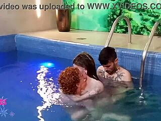 Blonde Brazilian takes bareback anal double penetration from hung guys