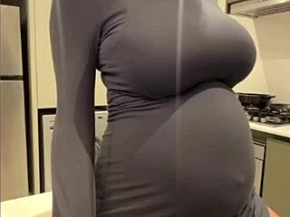 stepmom's milky tits tempt as she licks her own hard nipples slowly