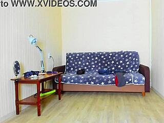 hot brunette strips red dress teasing huge tits and pussy