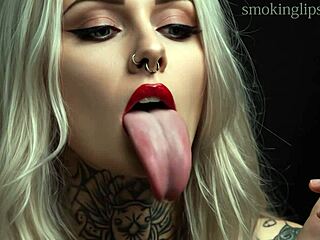 devilish lipstick monster smokes fetish fire